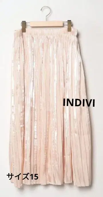INDIVI 허리밴딩 플리츠 스커트 핑크 사이즈 15