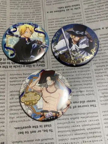 원피스 ONE PIECE 사보 에이스 캐릭터 캔뱃지 세트