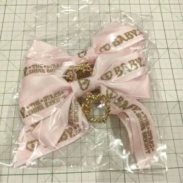 BABY 핑크 로고 리본 헤어 클립