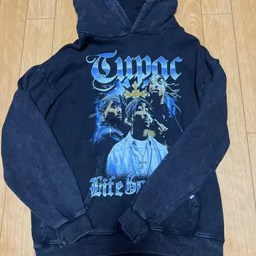Tupac 그래픽 후드티 다크 블루