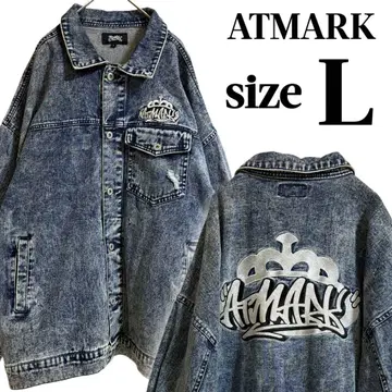 ATMARK 자수 로고 데님 자켓 G 오버 사이즈 L