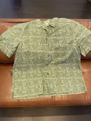 80s L.L. Bean 그린 반팔 셔츠 빈티지