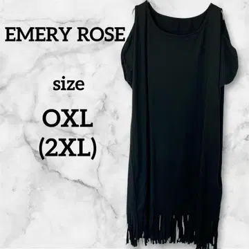 [택 포함 새상품] EMERY ROSE 블랙 프린지 원피스 어깨트임 심플
