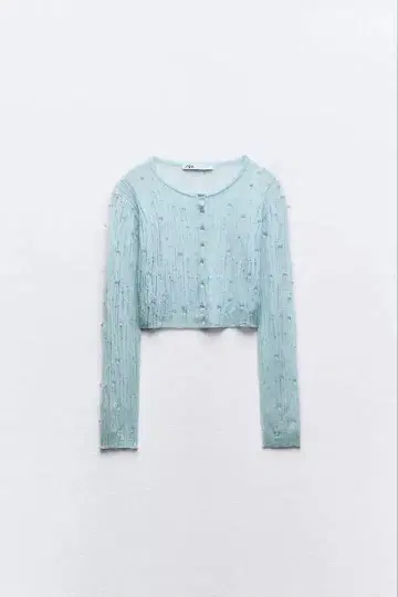 ZARA 비즈 크롭 니트 가디건
