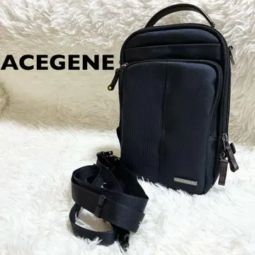 ACEGENE 에이스진 나일론 x 천연 가죽 가죽 미니 숄더백