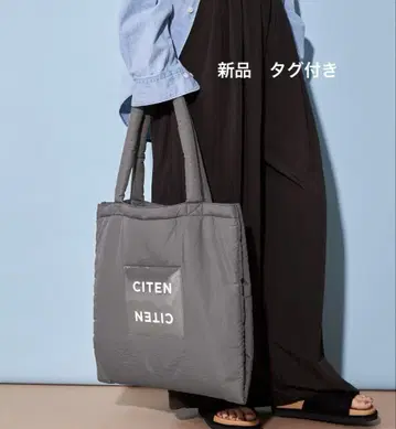 새상품 CITEN 패디드 클리어 로고 토트백 그레이 택 포함