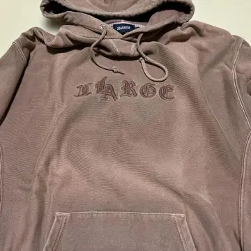 xlarge 브라운 후드 부착 후드티 로고 자수