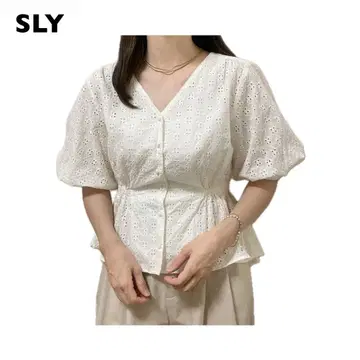 SLY 스라이 COTTON LACE SHAPED TOPS 레이스 블라우스