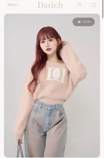 Darich 다리치 DD 로고 원숄 니트탑 핑크