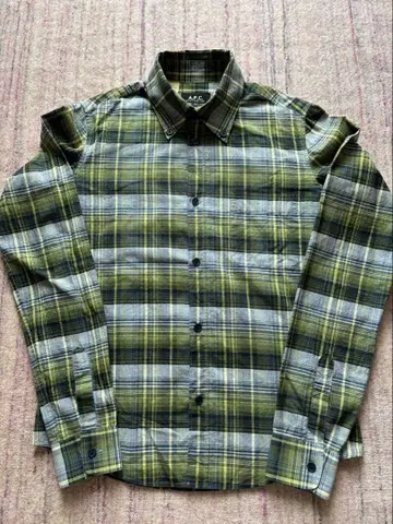 A.P.C. 그린 체크 긴팔 셔츠 36