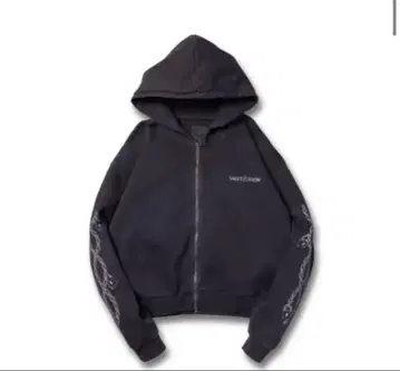 CHAIN LOGO DYED ZIP HOODIE / BLACK