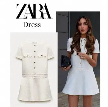 ZARA 택 포함 새상품 숏 트위드 텍스처 원피스 M
