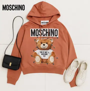 E299@ MOSCHINO 테디베어 프린트 후디 M 핑크
