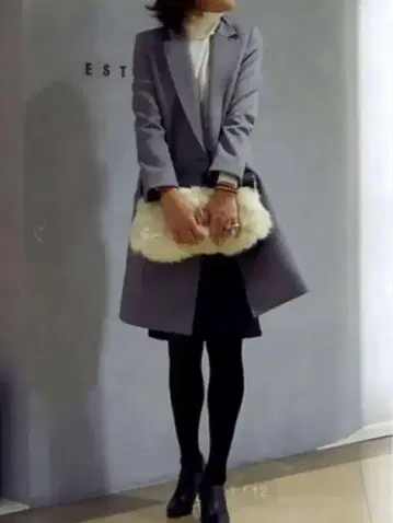 ESTNATION 그레이 롱 코트
