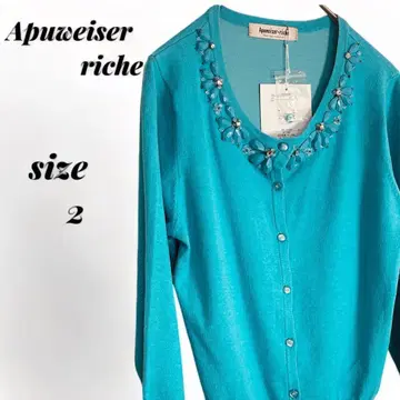 [ 미사용 ] 아푸와이저 리셰 니트 가디건 7부 소매 비쥬 M 얇은 소재