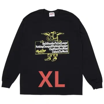 PORK CHOP SLOGAN L/S TEE/BLACK