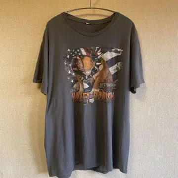 Harley Davidson 개와 성조기 디자인 티셔츠