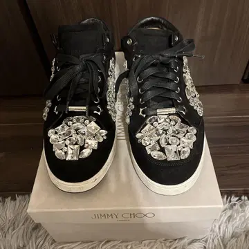 JIMMY CHOO 블랙 스웨이드 스니커즈 39