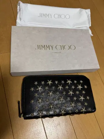 지미추 바이커 가죽 장지갑 블랙/골드