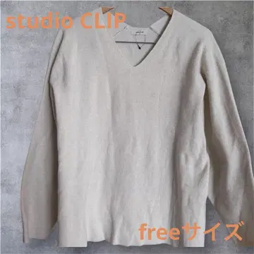 studio CLIP 베이지 V넥 긴팔 니트 free 사이즈