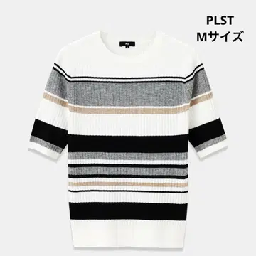 PLST 택 포함 새상품 시어 멀티 보더 스웨터