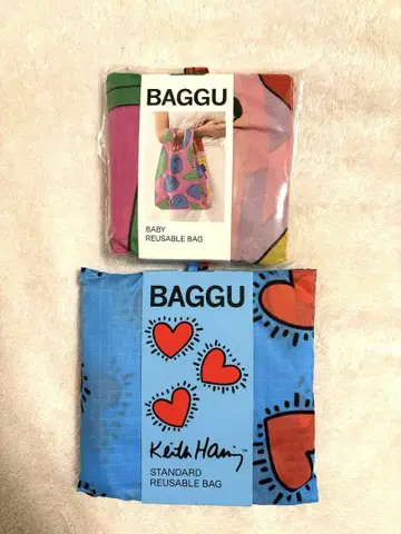 BAGGU 애플&바나나 키스 해링 하츠 에코백 세트