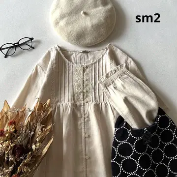 b1342*새상품 사만사 모스모스 레이스 프론트 오픈 코튼 린넨 블라우스