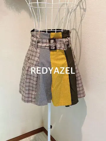 REDYAZEL 멀티 컬러 체크 스커트