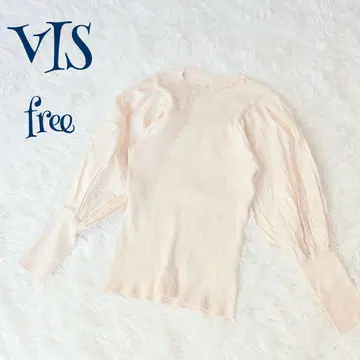 [비스] 퍼프 슬리브 큐빅 도킹 절개 이소재 니트 free