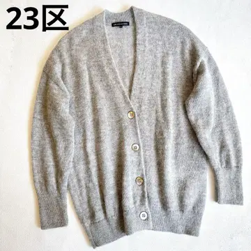 23구 V넥 모헤어 가디건 라이트 그레이 38 사이즈