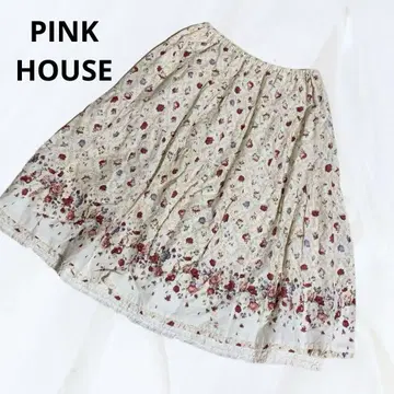 pink house 프릴 달린 롱 스커트 핑크 피코프릴 장미