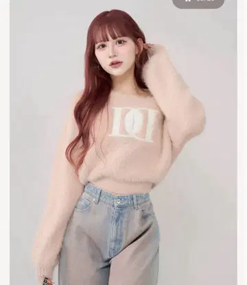 Darich 다리치 DD 로고 원숄더 니트탑 핑크