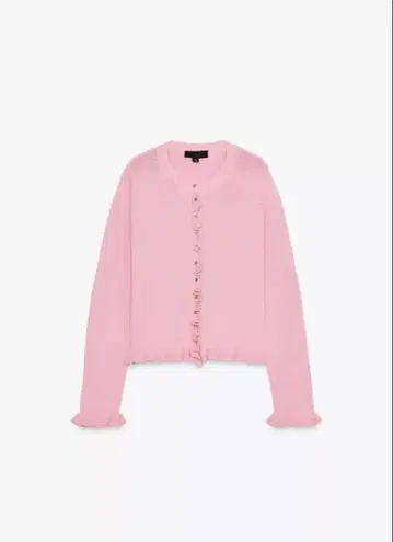 ZARA 프릴 니트 가디건 핑크