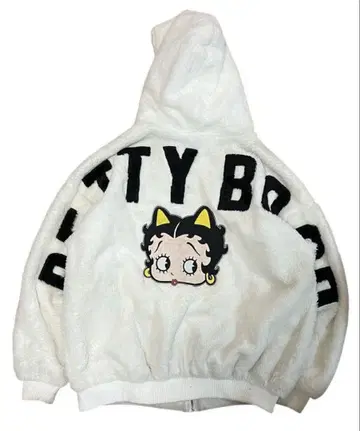 Betty Boop 백 로고 집업 퍼 후디