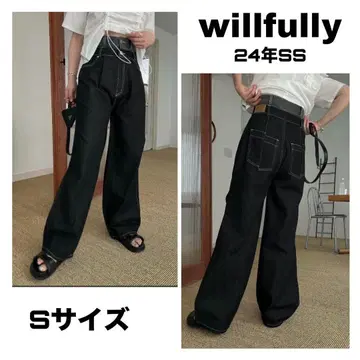 24 모델 willfully 턱 데님 더블 벨트 블랙 y2k