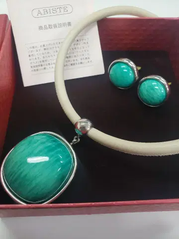 ABISTE 가죽 느낌 목걸이와 귀찌 세트