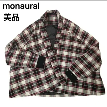 [새상품급] MONORAL 체크 무늬 변형 자켓 체크 셔츠 미사용