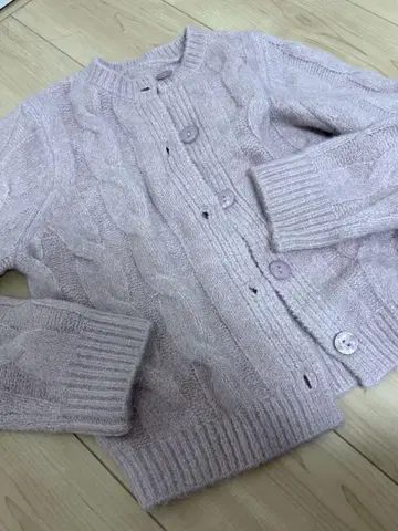 케이블 짜임 긴팔 가디건