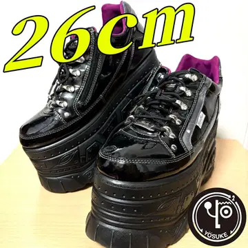 새상품급 YOSUKE 3.0 통굽 에나멜 스니커즈 26cm 블랙 x 핑크