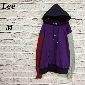 Lee [ M ] 긴팔 절개 후드티 풀오버 코튼 로고 자수 멀티 컬러