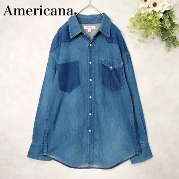 Americana 아메리카나 데님 셔츠 긴팔 인디고 스냅 버튼