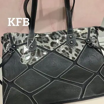 [ 미사용품 ] KFB 토트백 블랙/레오파드 무늬