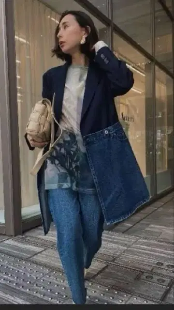 ameri vintage 데님 도킹 자켓 네이비