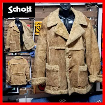 70s 빈티지 SCHOTT 샷 화이트 택 패치워크 무스탕 코트