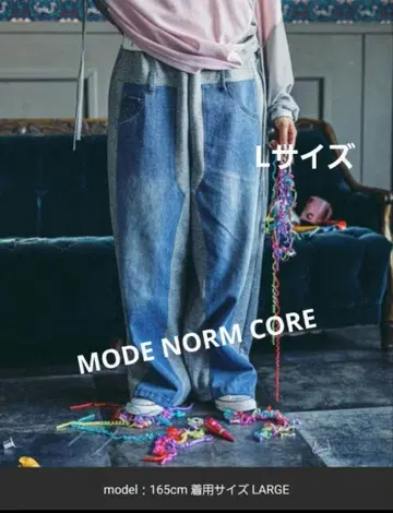 MODE NORM CORE 데님 패치워크 팬츠 L