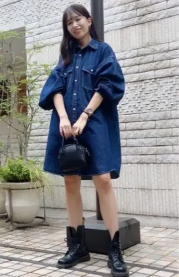 다크 블루 데님 오버사이즈 셔츠 S
