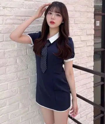 올리브 드 올리브 3way 도킹 미니 원피스 네이비