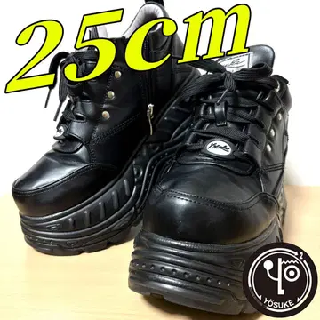[ 새상품급 ] YOSUKE 통굽 스니커즈 인조 가죽 25cm 블랙