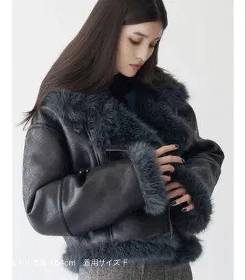 무스탕 코트 보아 코트 언이븐 숏 페이크 무스탕 자켓