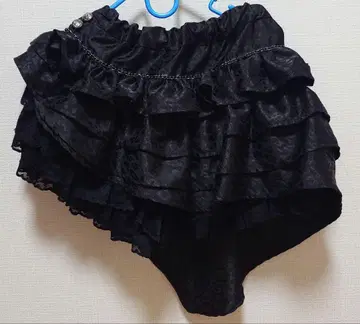 SEX POT ReVeNGe 비대칭 프릴 블랙 치마바지 표범 무늬